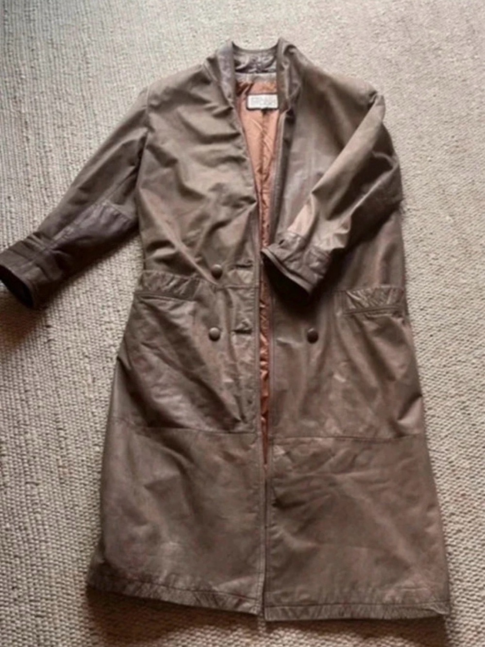 Pelle Studio Leather Trench Coat Brown Size meduim